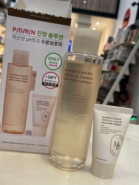 HEVEBLUE Salmon Caring Centella Toner 200mL Set (+Centella Cream 20ml)